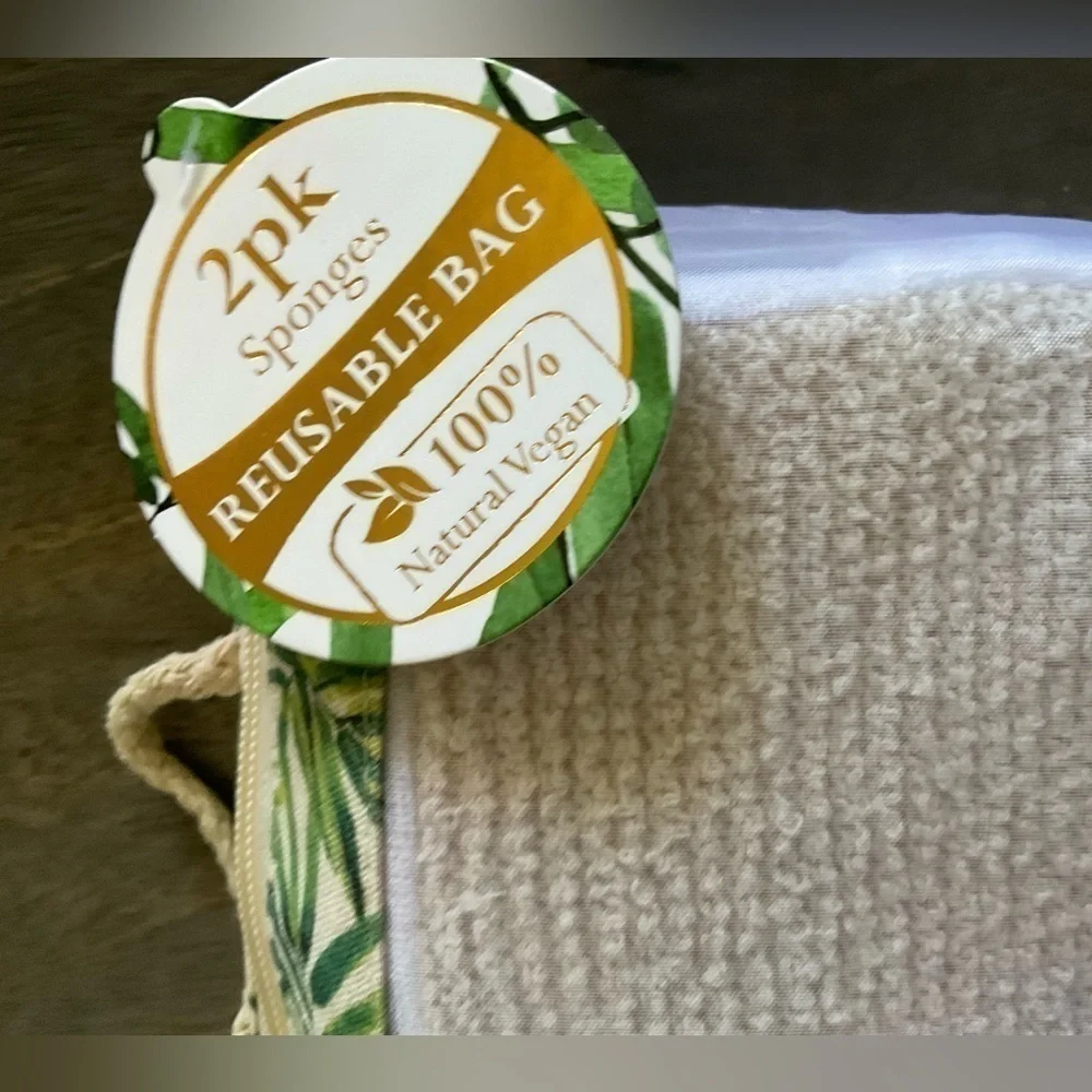 TRU SPA Bamboo 2 PK Sponges With Reusable Bag